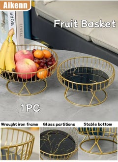 Buy Fruit Basket Household Fruit Plate Marble Texture Fruit Plate Snack Basket Luxury Cake Dessert Plate Storage Fruit Plate Creative Fruit Salad Bowl Home Decorative Fruit Stand Suitable For Living Room Kitchen Party (Black) in Saudi Arabia