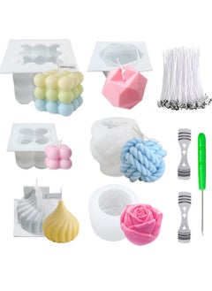 Buy 6Pcs Silicone Candle Molds Set for Candle Making, Bubble Candle Mold, 3D Rose Silicone Mold, Cake Mold for Baking Desser, Silicone Mold for Soy Wax, Soap, DIY Scented Candle in Saudi Arabia