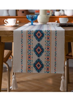 Buy Luxury multi-tassel Nordic printed table runner, suitable for long tables, coffee tables, wedding decorations, parties, restaurants, kitchens 35*180cm in Saudi Arabia