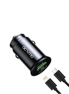 Buy Car Charger with Type-C to Lightning and USB 3.0 Port in Saudi Arabia