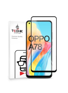 Buy Techie 5D Full Cover 9H Hardness HD Tempered Glass Screen Protector for Oppo A78 - Anti-Scratch, Anti-Fingerprint, and Bubbles Free Technology in Saudi Arabia