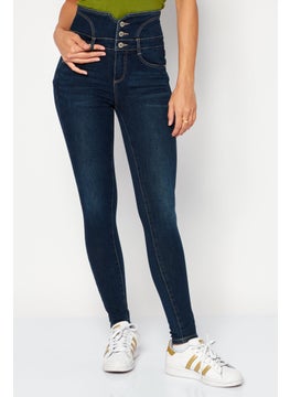 اشتري Women Regular Fit Washed Denim Jeans, Blue في الامارات