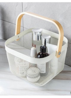 Buy Multi-Use Bathroom Basket With Wooden Handle in Saudi Arabia