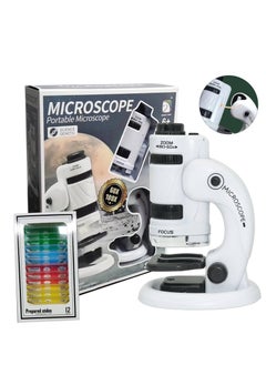 اشتري Pocket Microscope for Kids, 60X-180X Kids Microscope, Mini Handheld Microscope, STEM Kit with Microscope, Built-in LED Light, with 12 Microscope Slides, Science Microscope Kit for Kids 5-12 في السعودية