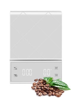 Buy White Electronic Weighing Coffee Scale with Timer Digital Kitchen LED Scale in Saudi Arabia