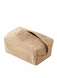 اشتري Long Lattice Linen Tissue Box Napkin Cover, Japanese Style Cotton And Cloth Art Pumping Simple Homestay Concave Shape Storage Bag Creative Home Living Room Dining Table في السعودية