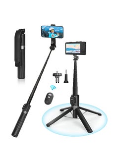 Buy AWH Selfie Stick Tripod, Eocean 140cm Extendable Phone Tripod Stand for iPhone/Android Phone,Travel Tripod with Rechargeable Remote & Camera Connector Kit, Portable and Compact in UAE