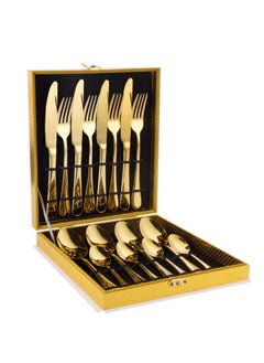 اشتري 16-Piece Stainless Steel Cutlery Set Gold في السعودية