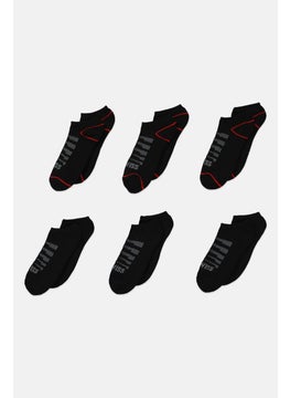 Buy Men 6 Pair Ankle Length Textured Socks, Black Combo in UAE