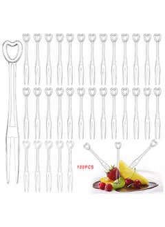 Buy 100 Pcs Disposable Plastic Fruit Forks, Cocktail Forks Tasting Appetizer Forks Set Mini Cake Forks Plastic Fruit Fork Plastic in UAE