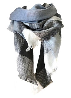 Buy Wander Agio Women's Fashion Scaves Shawl Grid Winter Warm Plaid Scarf Fichu Big Plaid Grey Light Blue28 in UAE