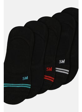 Buy Men 5 Pairs Brand Logo Foot Liners Socks, Black in UAE