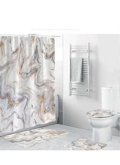 اشتري 4-Piece Digital Printing Shower Curtain, Floor/Toilet Mat Bathroom Set في السعودية