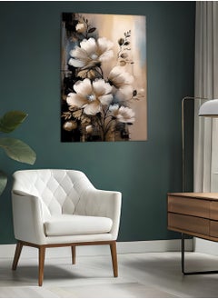 Buy Canvas Wall Art Stretched Over Wooden Frame with Flowers Abstract Painting in Saudi Arabia