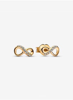 Buy Pandora Moments Cubic Zirconia Women's Classic Gold Plated Copper Silver Alloy Gold Shining Eternal Symbol Earrings 268820C01 in UAE