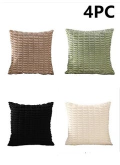 اشتري 4-Piece Decorative Cushion Cover Pillow Cases Corduroy Multicolor 45x45 Centimeter في الامارات