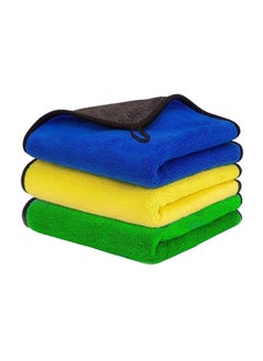 اشتري Large 3 Pcs Microfiber Towel Cloth for Car Cleaning and Detailing Kitchen Double Sided Extra Thick Plush Microfiber Super Absorbent, 30X40cm, Pack of 3 في الامارات