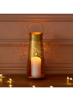 Buy Flicker Etched Decorative Metal Lantern 13 x 27 x 13 cm in UAE