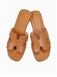 Buy Women Fashion Brown Bliss Slippers Stylish Comfort for Summer Outdoor or Indoor Flat Beach Sandals in UAE