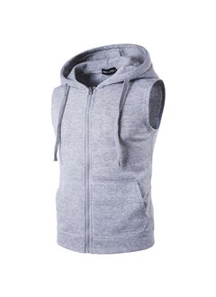 اشتري Mens Casual Hooded Zip VestLight gray Light gray في السعودية