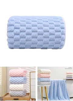 Buy 1pc Soft Microfiber Bath Towels Modern Design - Waffle Weave Quick Dry Super Absorbent - Blue in Egypt