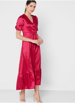 Buy Puff Sleeve Satin Dress in Saudi Arabia