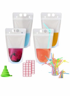 Drink Pouches With 50 Straw, Bag For Drinks Freezable Juice