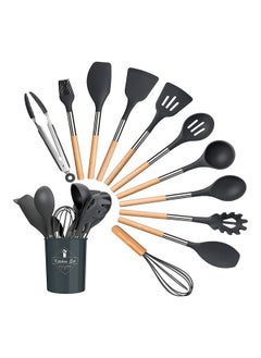 Buy 12-Piece Non-Stick Silicone Cooking Utensils Set Multicolour 12.5x12.5x33cm in Saudi Arabia