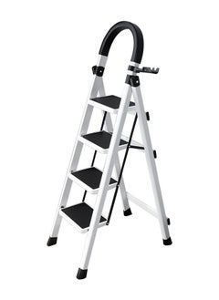 Buy 4 Step Folding Ladder, Foldable Ladder for Home Use, Wide Step Ladder (Color: White, Size: 126x40cm) in Saudi Arabia