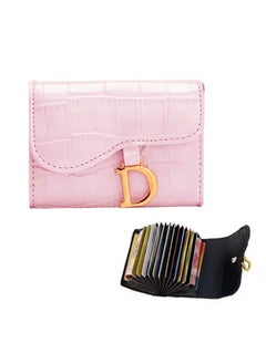 Buy RFID Credit Card Wallet 20 Slots Big Capacity Credit Card Holder for Women Pink in UAE