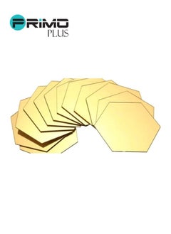 Buy Hexagon Mirror Removable Wall Sticker Yellow in Saudi Arabia