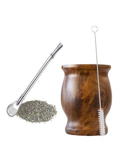 Buy Yerba Mate Tea Cup, Stainless Steel Insulation Cup, Mate Gourds for Yerba Mate Loose Leaf Drinking with Bombilla Straw, Brown, 230ML in Saudi Arabia