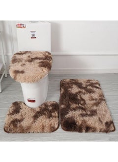 Buy COMFY NEW BATHROOM COLLECTION 3 PC SET BROWN SOFT CARPET in UAE