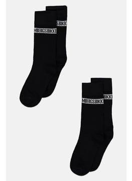 Buy Men 2 Pairs Of Tennis Brand Logo Socks, Black in Saudi Arabia