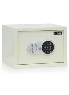 اشتري Safe Box A4 Document Size Digital Combination Pin and Key Lock, for Home & Office, Protects Cash Jewelry Passports Documents (25x35x25cm) Off White في الامارات