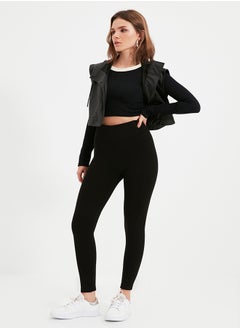 Buy Black Petite High Waist Knitted Leggings TWOAW22TA0050 in Egypt