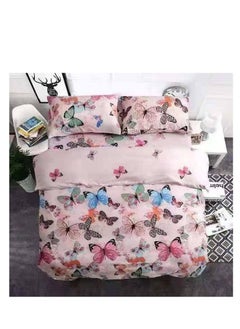 Buy Petals and Floral Designs Single-Size Duvet Cover Set, Multicolour -160x210cm, Fitted sheets size (120x200)+30cm Cotton+Polyester in UAE