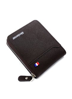 اشتري Classic Large Capacity Men's Bifold Short Wallet Coin Certificate Money Zipper Bag for Commute Business في السعودية