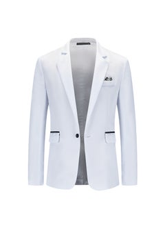 اشتري 1 x 5 pcs 2024 Autumn Mens Plus-Size Color-Block Suit Jacket White في السعودية