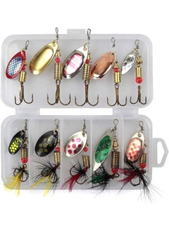 Buy 10pcs/box fishing spoon baits spinner lure 3g-7g fishing wobbler metal lures spinnerbait isca artificial free with box in UAE