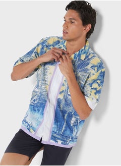 Buy Boxy Resort With Palm Print Shirt in Saudi Arabia