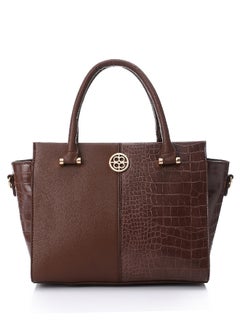 Buy Double Reptile Patterned Full Brown Handbag With A Crossbody Strap in Egypt