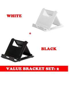 اشتري Cell Phone Stand, Portable And Foldable Desk Phone Holder, Adjustable Angle Smartphone Support Tablet Stand, Compact And Durable Universal Desk Stand For All Mobile Smart Phone, (Black And White) في الامارات