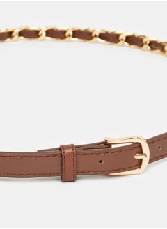 Buy Skinny Brown Belt with Gold Chain in Egypt