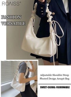 اشتري Fashionable Simple Underarm Bag Women'S Daily Commuting Pleated Adjustable Shoulder Strap Handbag High Quality Pu Leather Shoulder Bag في الامارات