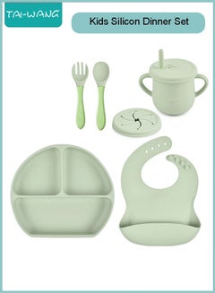 Buy 6 Pcs Baby Feeding Set Food-grade Silicone Baby Tableware Set  Cutlery and Plates Set Non-Slip Infant Dinnerware Set Self Feeding Utensils in UAE