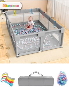 Buy Baby Playpen, Extra Large Playard for Babies, Portable Indoor Outdoor Toddlers Safety Play Yard Activities with Breathable Mesh&Zipper Door,Grey-150×180cm in UAE