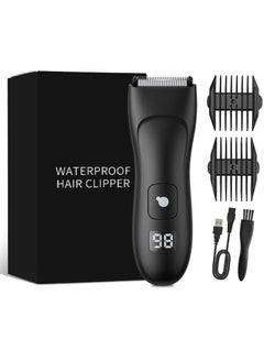 اشتري ماكينة قص الشعر وتشذيب الشعر مقاومة للماء قابلة لإعادة الشحن، ماكينة حلاقة رطبة وجافة للمناطق الحساسة - شاشة LED رقمية في السعودية