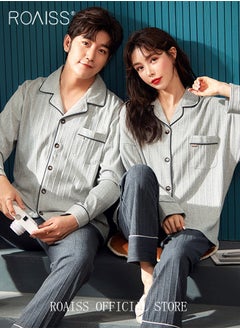 Buy Couple Pajamas Set Long Sleeves Sleepwear for Men and Women Cute Plus Size Loungewear Spring and Autumn Home Clothes Gift for Boyfriend Girlfriend Husband Wife in UAE