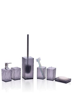 Buy 6 Piece Bathroom Accessories Set Plastic Bath Ensemble Bath Set Lotion Bottles Toothbrush Holder Tooth Mug Soap Dish Toilet Brush Trash Can in UAE